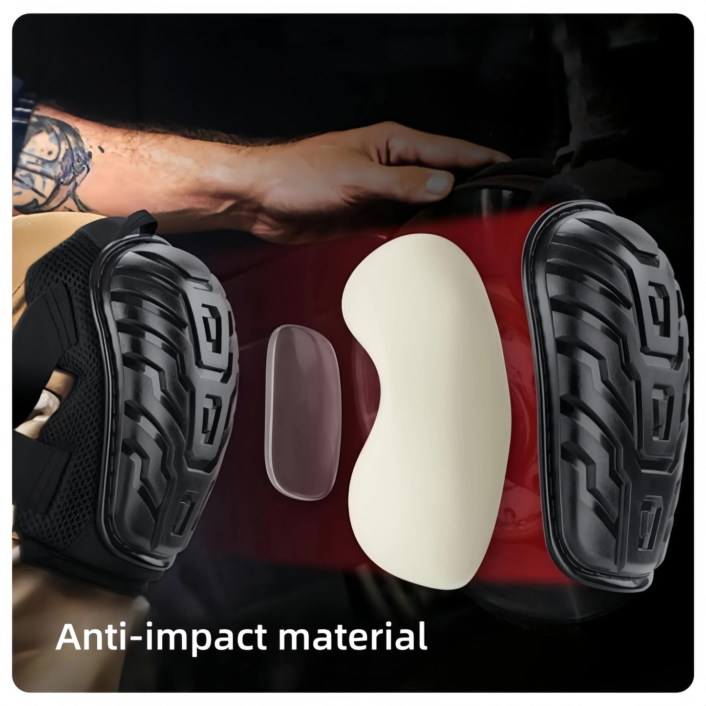 1 Pair Red Professional Hard Shell Knee Pads - Heavy Duty Protection for Work, Construction, Gardening & Outdoor Sports