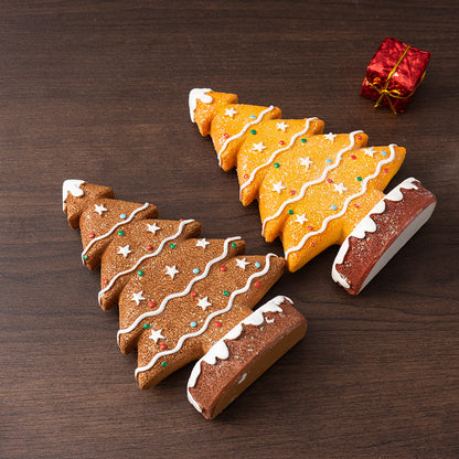 Brown Charming Gingerbread Christmas Tree Figurine - Festive Resin Holiday Table Decor Ornament