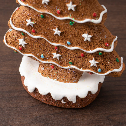 Brown Charming Gingerbread Christmas Tree Figurine - Festive Resin Holiday Table Decor Ornament
