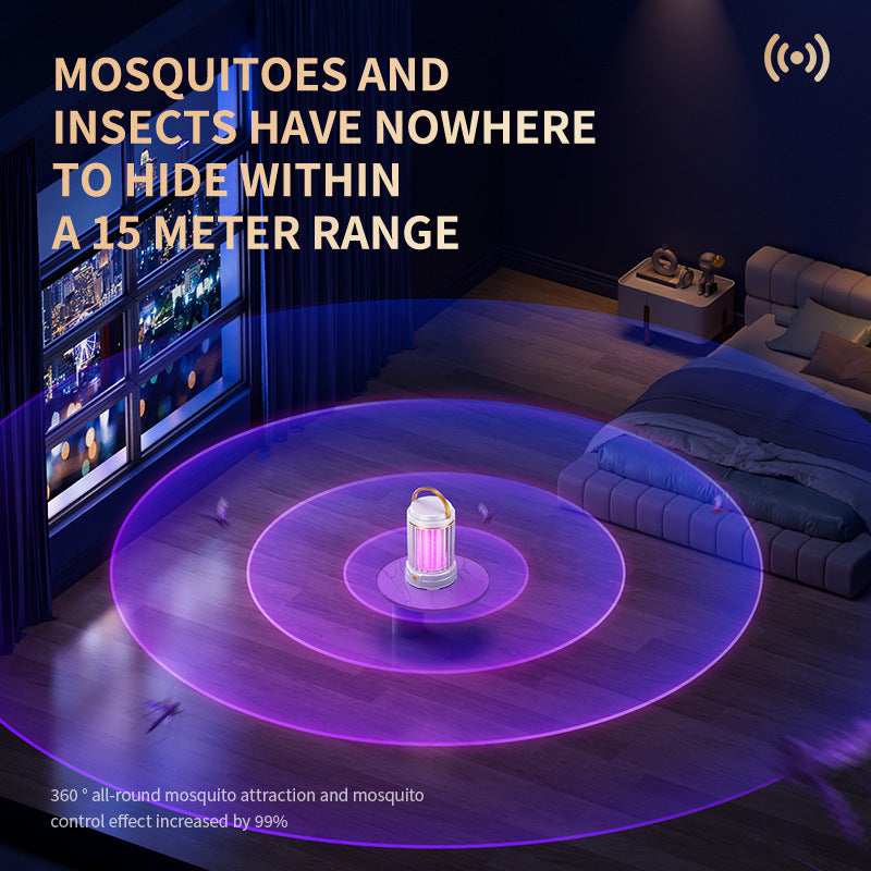Dark Blue Portable 3-in-1 Electric Mosquito Zapper Lamp - UV Bug Killer, Warm Night Light & Bright Lantern, USB Plug-in use