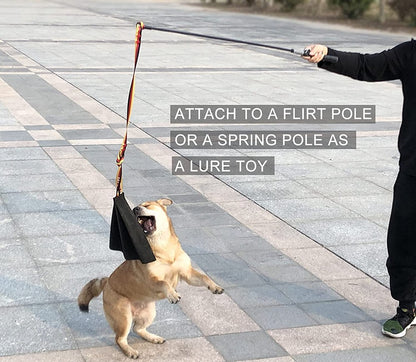 Brown Premium Full-Grain Leather Dog Training Tug - Interactive Bite Rag with Strong Loop Handle for Play & Drive Building