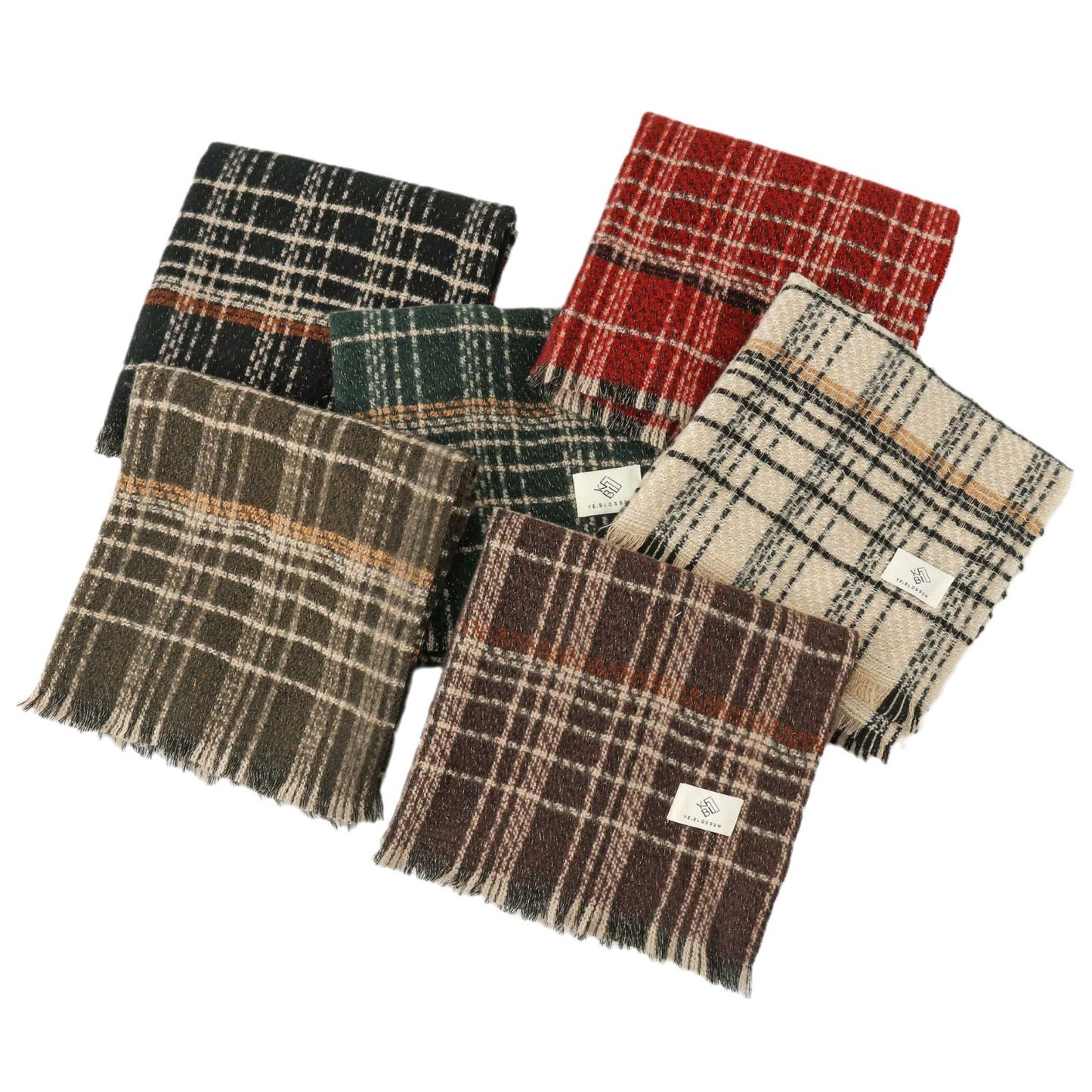 Dark Grey Chic Plaid Winter Scarf - Large Soft Polyester Shawl Wrap with Tassels, Korean Inspired Fashion