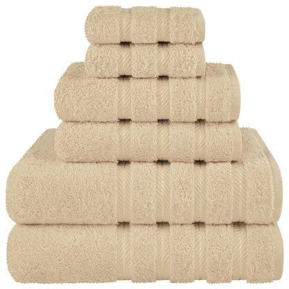 Khaki Luxury 6-Piece Combed Cotton Towel Bale Set - Ultra Soft & Absorbent Bath, Hand, Face Towels