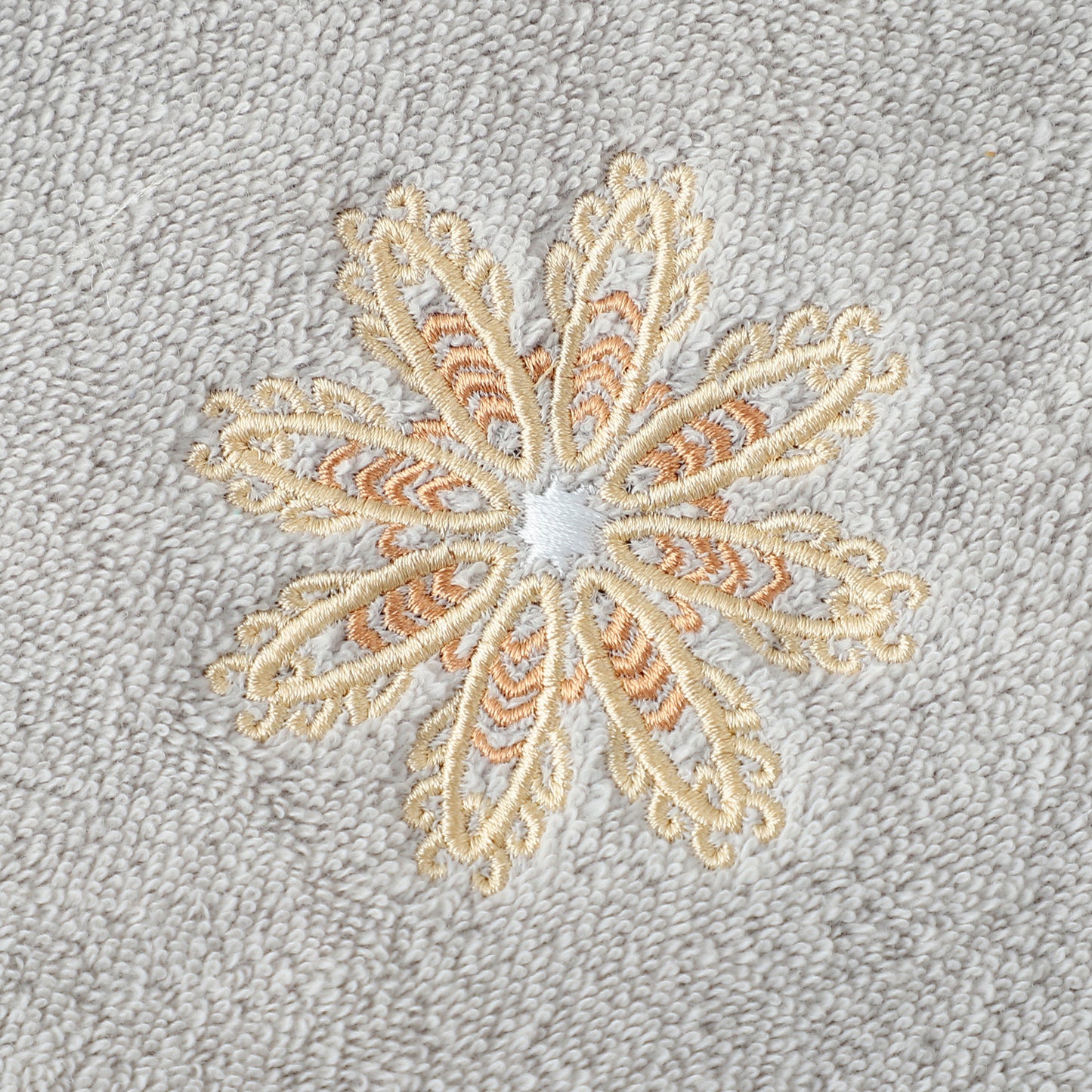 White 4-Pack Elegant Green Floral Embroidered Cotton Hand Towels - Ultra Soft & Absorbent