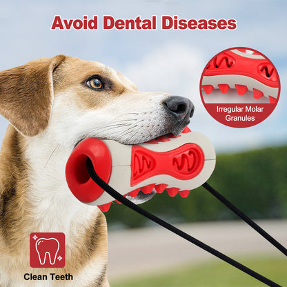 Red Interactive Dog Suction Cup Tug Toy - Durable TPR Chew & Treat Dispenser for Teeth Cleaning & Solo Play
