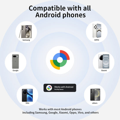 White Android Tracker - Google Find My Device Compatible Luggage and Pet Tracker