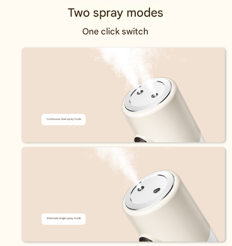 White ortable Desktop Dual-Spray Humidifier with Air Purification for Office and Bedroom