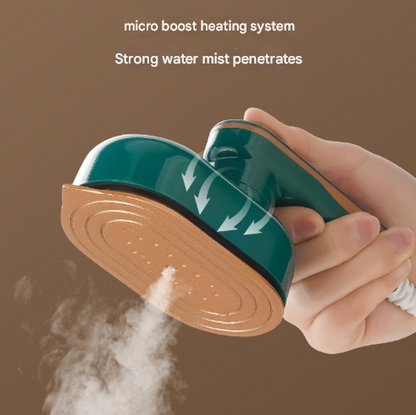 Green Mini Handheld Steam Iron - Portable Garment Steamer