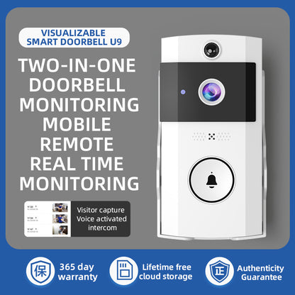 U9 Visual Doorbell HD Wireless Video Doorbell with Long-Lasting Battery