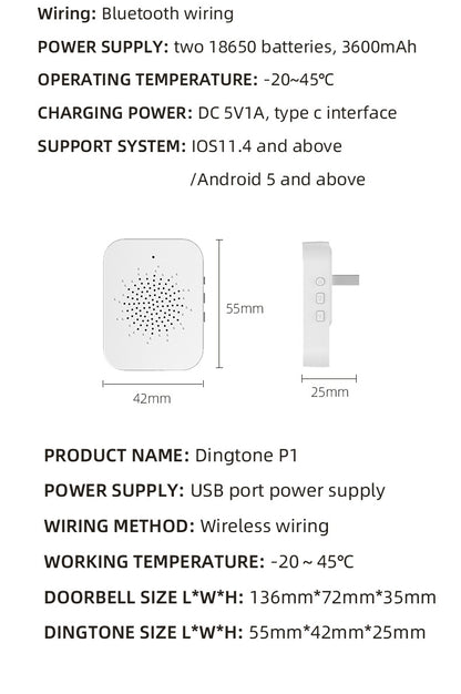 U9 Visual Doorbell HD Wireless Video Doorbell with Long-Lasting Battery