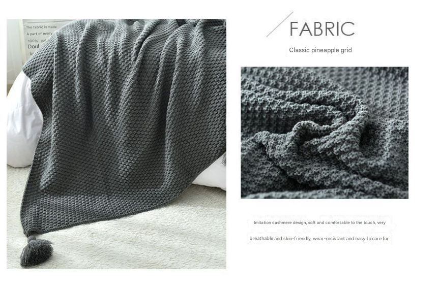 110cm x 150cm Khaki Knitted Sofa Blanket for Autumn and Winter Naps