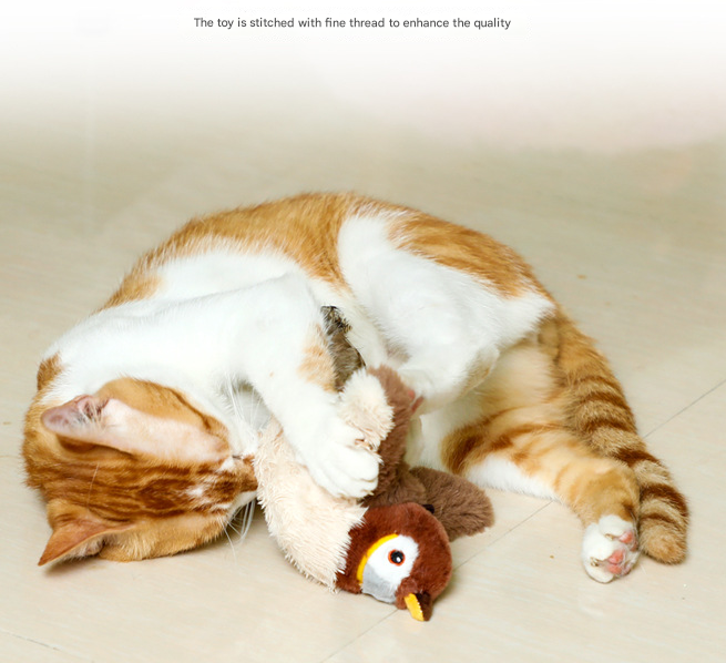 Penguins Electric Flapping Plush Cat Toy with Sound - Realistic Self-Play Pet Toy