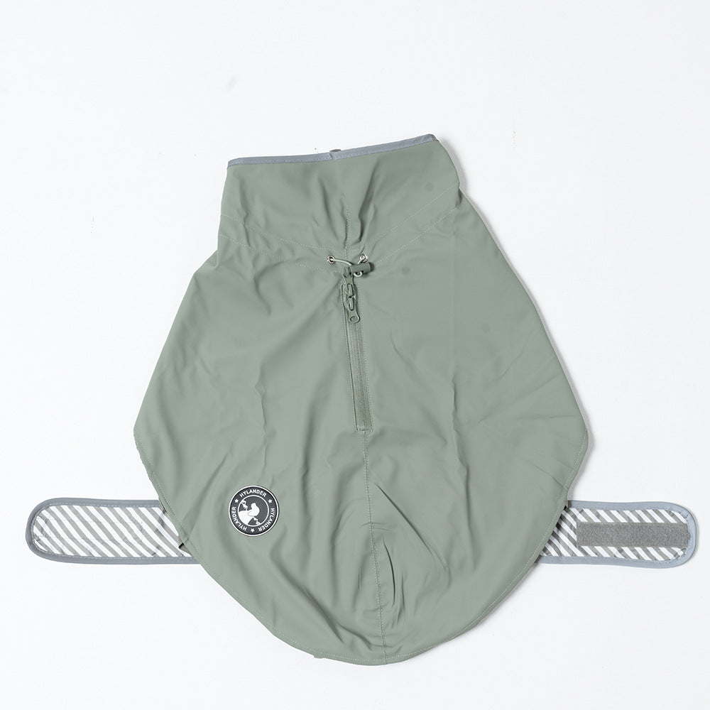 65# Green Waterproof Reflective Dog Raincoat for Small to Large Dogs