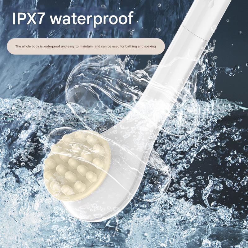 Rechargeable Electric Body Brush & Back Scrubber - 6 Heads, IPX7 Waterproof(Yellow)