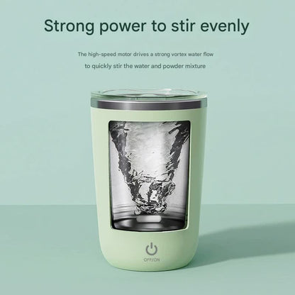 Mini Portable Electric Self-Stirring Mug - USB-C Rechargeable, 4-Hour Use, Stainless Steel (White)