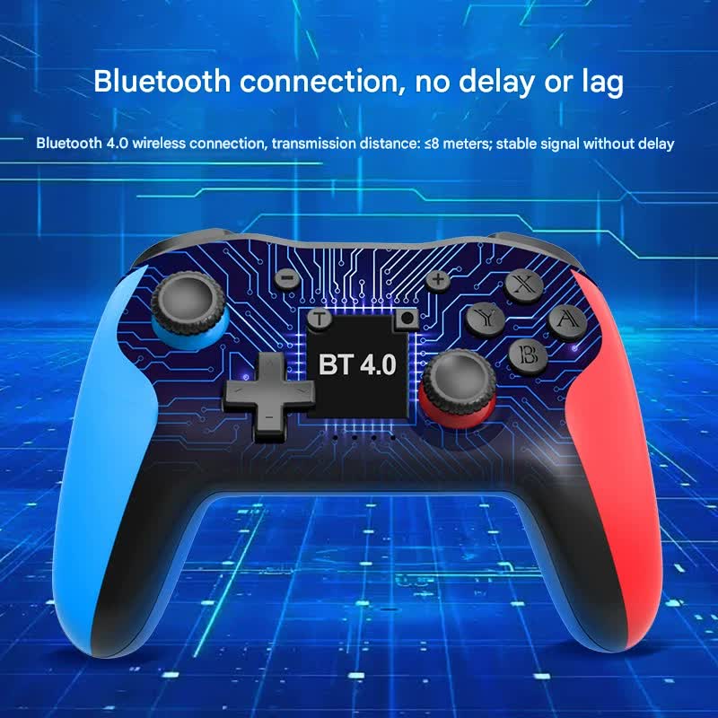 Wireless Bluetooth 4.0 Pro Gaming Controller - Multi-Platform Compatibility, 6-Axis Gyro, Turbo Function(Black, blue, red)