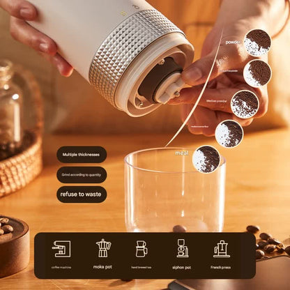 Wireless Portable Electric Coffee Grinder - Adjustable Coarseness, USB-C Rechargeable, One-Touch Operation(black)