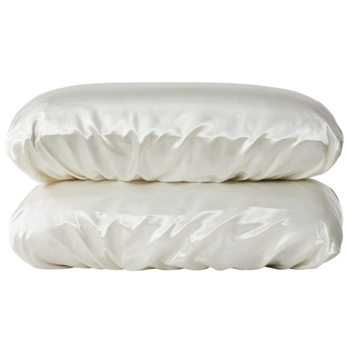 Beige Silky Satin Pillowcase Pair - Smooth for Hair & Skin, Elastic Fitted (46x90+16cm)