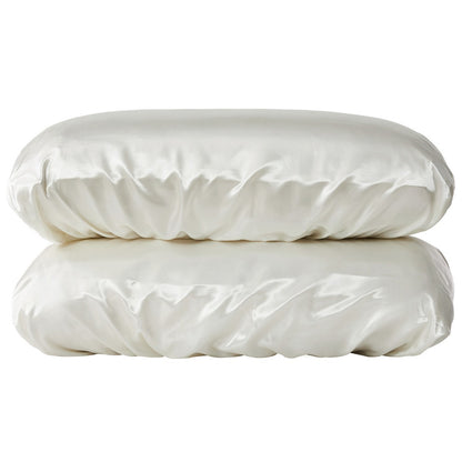 Beige Silky Satin Pillowcase Pair - Smooth for Hair & Skin, Elastic Fitted (46x90+16cm)