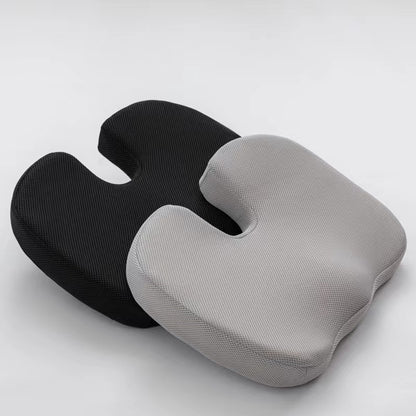 Grey Ergonomic U-Shaped Memory Foam Seat Cushion - Coccyx Relief & Posture Support with Breathable Cover
