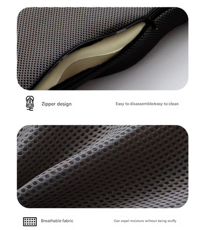 Black Ergonomic U-Shaped Memory Foam Seat Cushion - Coccyx Relief & Posture Support with Breathable Cover