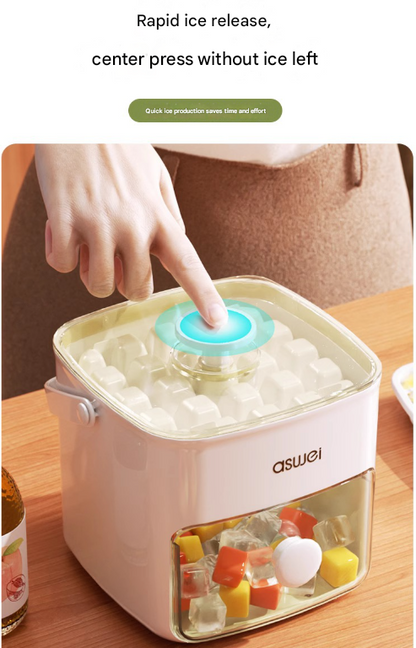 White Innovative Press-Release Ice Cube Maker - Dual Layer Trays & Storage Bin (48 Cubes)