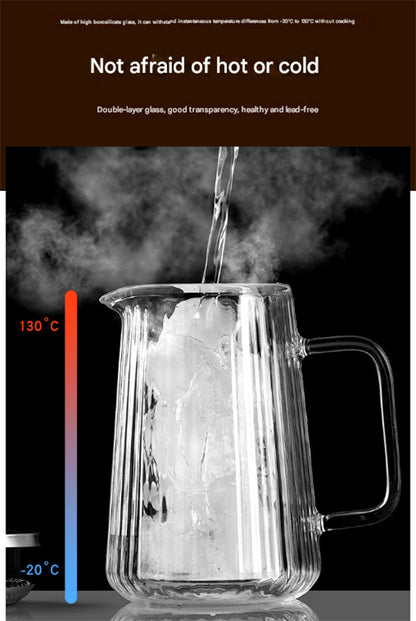 Transparent Elegant Ribbed Double Wall Glass French Press - 650ml Heat Resistant Coffee and Tea Maker with Stainless Steel Filter