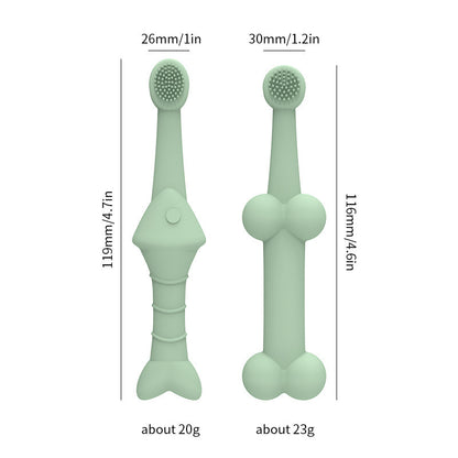 6 x Silicone Pet Toothbrush (3 Fish shape and 3 Bone shape) Blue Gentle Food-Grade Silicone Pet Toothbrush - Promotes Healthy Teeth & Gums for Dogs & Cats