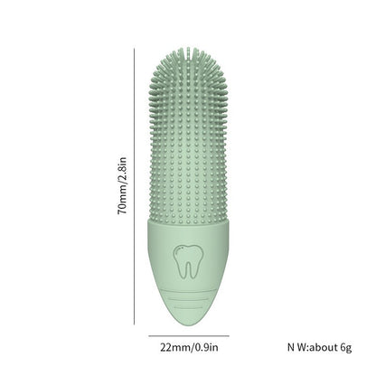 4 Pcs Green Soft Silicone Pet Finger Toothbrush - Gentle Dental Care for Dogs & Cats, Tartar & Plaque Remover