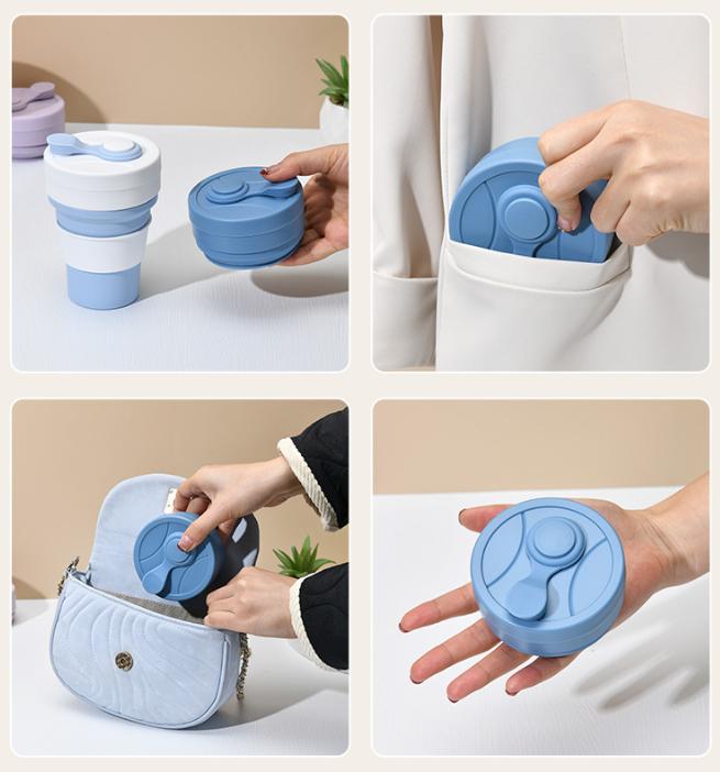 2 Pcs White and Pink 350ml Collapsible Silicone Travel Cup - Portable, Leak-Proof & Food-Grade Drinking Mug with Lid, Insulating Sleeve & Straw
