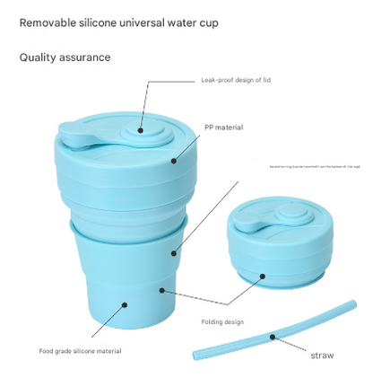 2 Pcs Purple 350ml Collapsible Silicone Travel Cup - Portable, Leak-Proof & Food-Grade Drinking Mug with Lid, Insulating Sleeve & Straw