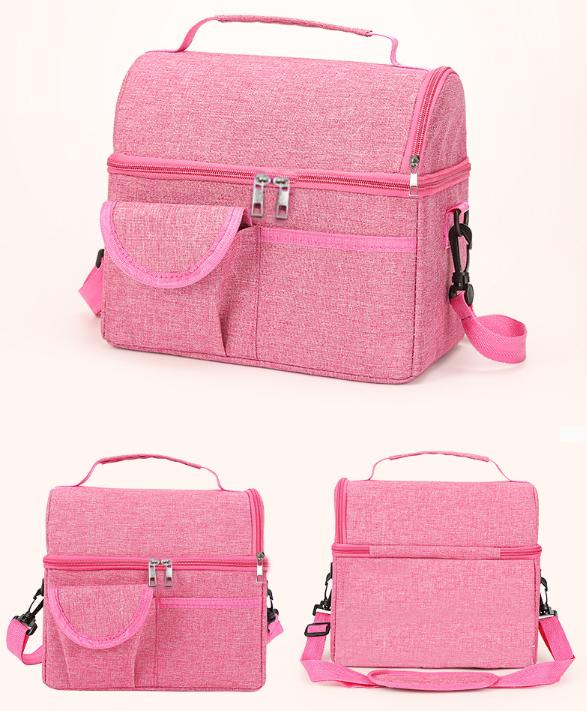 2 Pcs Black Premium Double Layer Insulated Lunch Bag - 8.4L Thermal Cooler Tote with Shoulder Strap