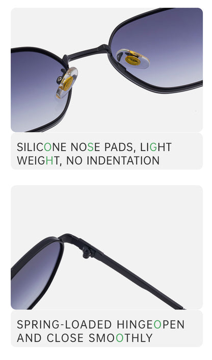 Dark Green Gradient Lenses Chic Oval Sunglasses for Women - UV400 Protection Lightweight Metal Frame, Comfortable Design