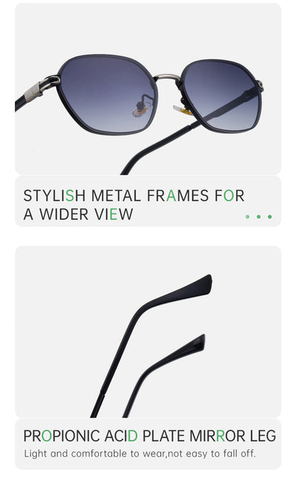 Green Gradient Lenses Chic Oval Sunglasses for Women - UV400 Protection Lightweight Metal Frame, Comfortable Design