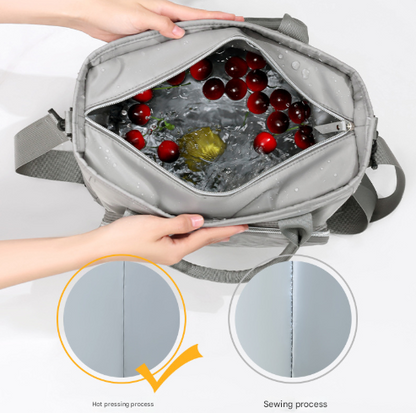 Black Chic Insulated Lunch Tote Bag - 11L Large Capacity Cooler for Work, Picnic & Travel - Durable Oxford Fabric