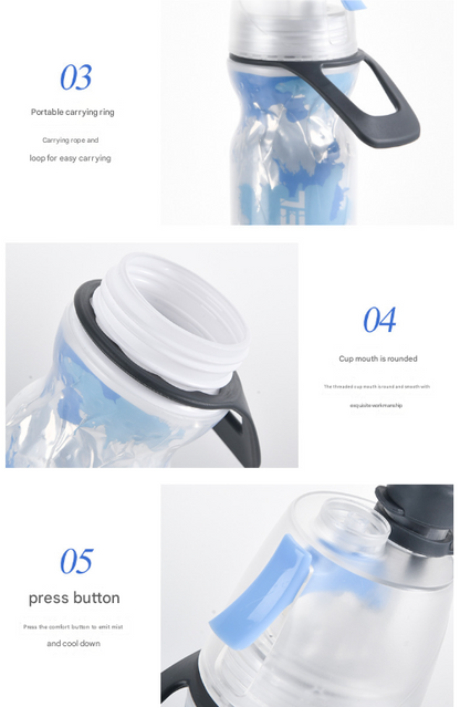 Yellow 500ML Insulated Sports Water Bottle with Cooling Mist - Triple-Layer Design Keeps Drinks Cold for Hours - Portable PE Misting Bottle