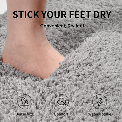Green Ultra Absorbent Plush Bath Mat - Non-Slip Bathroom Rug with Innovative Foot Drying Pocket