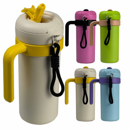 Green and Khaki 700ml Insulated Stainless Steel Tumbler with Handle, Dual-Sip Lid, Straw & Tea Infuser