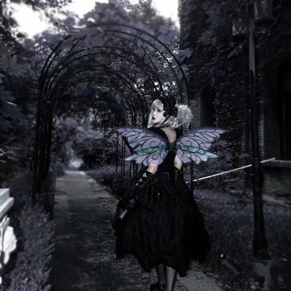 Black Enchanting Iridescent Fairy Wings - Sparkle Butterfly Elf Wings for Costume Parties, Cosplay & Dress-Up Fun