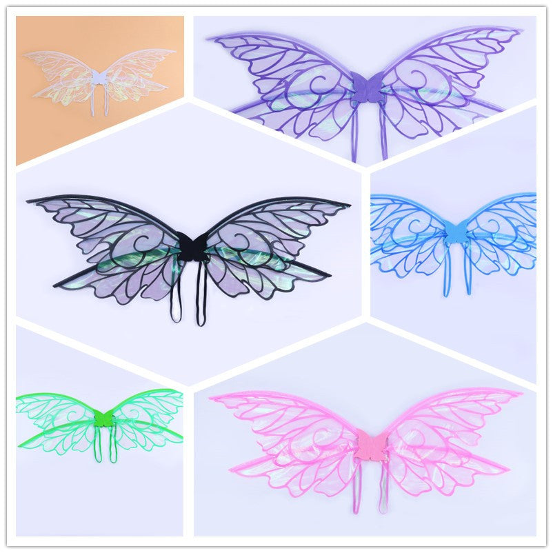 White Enchanting Iridescent Fairy Wings - Sparkle Butterfly Elf Wings for Costume Parties, Cosplay & Dress-Up Fun