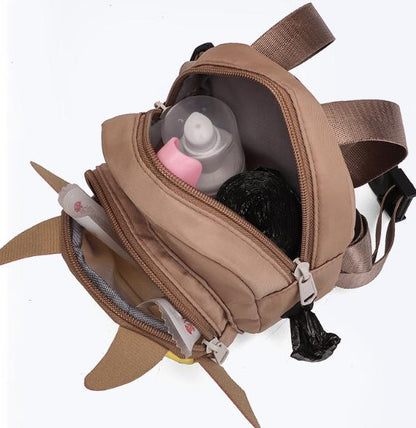 Dark Blue Adorable Monster Pet Backpack Harness - Small Dog & Cat Treat Pouch with Poop Bag Dispenser
