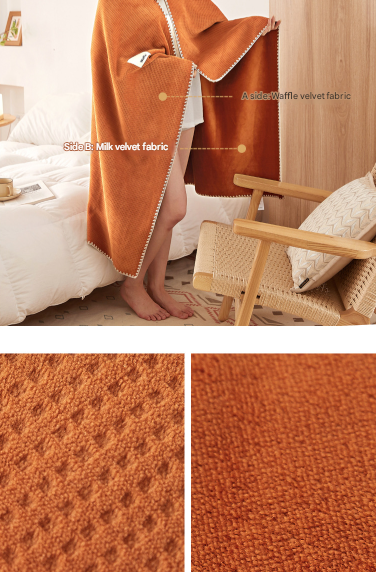 200*230CM Pink Ultra-Soft Dual-Sided Waffle & Plush Fleece Blanket - Large Cozy Throw for Bed & Sofa