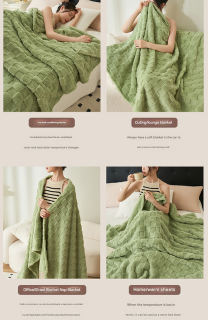 200*230CM Milky White Ultra-Soft Waffle Textured Plush Fleece Blanket - Large Cozy All-Season Throw for Bed & Sofa