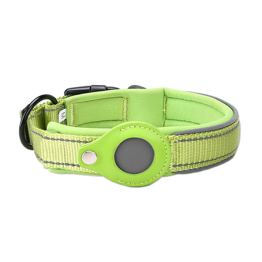Size L Green Reflective Adjustable Anti-Lost Pet Collar (For Apple AirTag - Collar Only, Tracker Not Included)