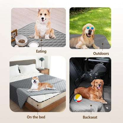 Grey 2-Sided Waterproof Pet Sofa Cover - Dog Bed Protector Blanket for Furniture, Couches & Car Seats (130x200cm, Machine Washable)