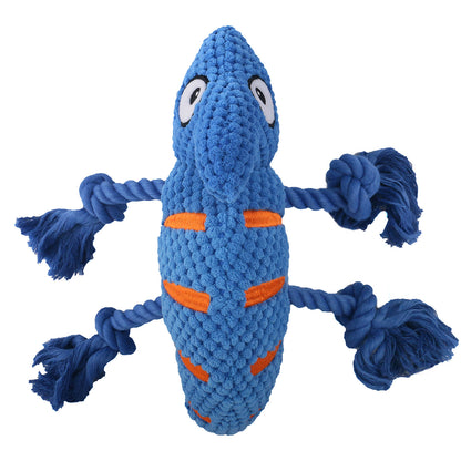2 Pcs Purple Interactive Plush Chameleon Dog Toy with Squeaker & Rope Legs - Durable Chew Toy for Medium/Large Dogs, Teeth Cleaning Texture, Machine Washable (10.2in)