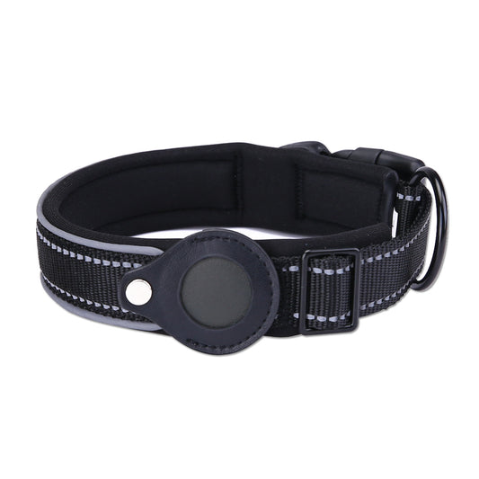 Size XL Black Reflective Adjustable Anti-Lost Pet Collar (For Apple AirTag - Collar Only, Tracker Not Included)