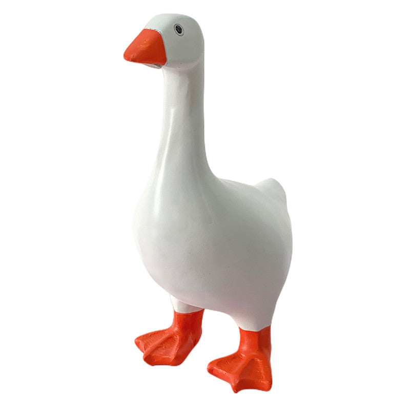 2 Pcs White and Yellow Whimsical Magnetic Goose Figurine - Novelty Key Holder & Desk Organizer