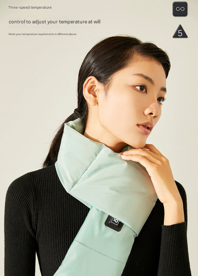 Pink USB Electric Heated Scarf - Portable Puffer Neck Warmer with 3-Level Heat Control for Winter