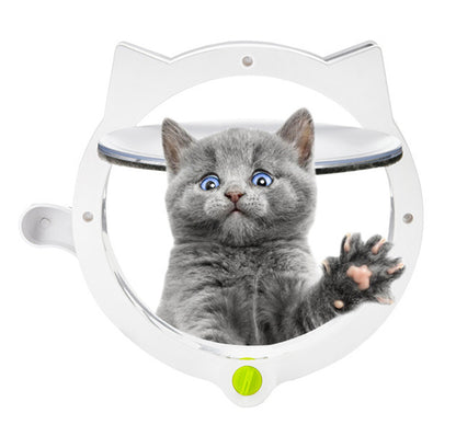 Black 4-Way Locking Cat Flap Door - Pet Entry Portal for Interior Doors, Walls & Cabinets
